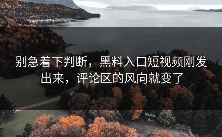 别急着下判断,黑料入口短视频刚发出来,评论区的风向就变了 别急着下判断,黑料入口短视频刚发出来,评论区的风向就变了